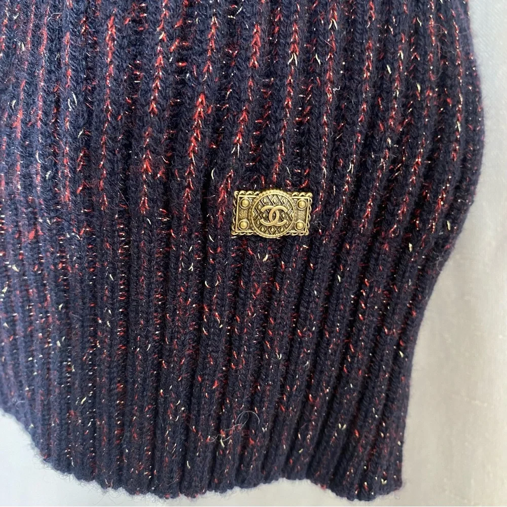 CHANEL DRESSES Roll Neck Sweater Dress Cashmere Blend Size 46 FRANCE